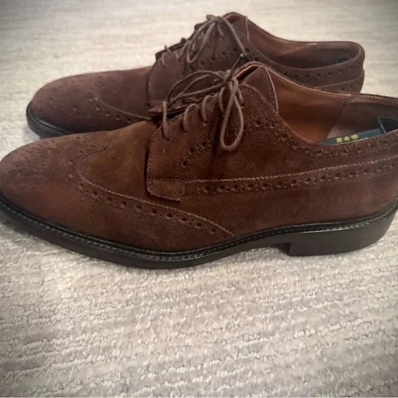 J. Crew Brown Suede Wingtip Oxfords - Picture 2 of 7